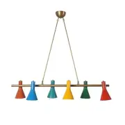 Mid Century Multi Color Shade Linear Chandelier Ceiling Pendant Light Fixture