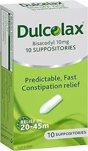Dulcolax Suppositories 10mg - Constipation relief - Predictable, Fast Relief - Softens and Stimulates Stools, 10 Pack