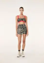 "HIGHGATE 5"" BIKE SHORT IN LEOPARD & STRAWBERRY, 2XS"