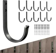 10-Pack Metal Wall Hooks for Towels and Coats, 22LB Capacity, Black
