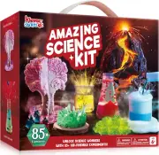 Amazing Science Kit – 85+ Experiments with Volcano & Crystal Tree STEM Toy 6+