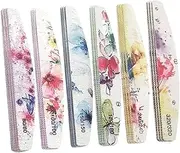 SAFIGLE 18Pcs Printed Nail Shaping File Double Sided Grinding Bar for Natural Nails Safe Nail Buffer Polisher Pink Purple Blue Green Yellow Black Each