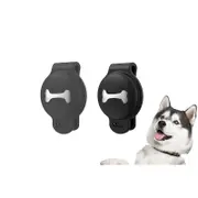 2Pcs Waterproof Apple Airtag Dog Collar Holder Anti-Lost Silicone Tracker Protective Case Cover-Black And Grey