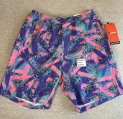 Birddogs Shorts Baysiders Purple Pink Splatter Mens Large Liner New Retro 9” 80s