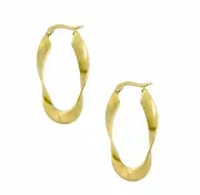 PERLA GOLD TWIST MODERN HOOP EARRINGS