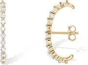 [PAVOI] 14K Gold Plated 925 Sterling Silver Post Minimalist Suspender Ear Cuff Earrings for Women | Wrap Earlobe Studs