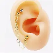 Ear Studs 1 Lot Surgical Steel Barbell EarTragus Ear Cartilage Helix Piercing Earrings Heart ChainEar Studs Cuff Korea Style Lobe Piercing Ear Stud (Size : Bar1.2mm Golden)