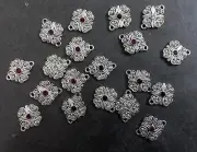 18 antique silver plated Charms and Connectors with rhinestone centre. 18-20mm