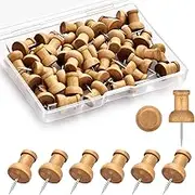 40Pcs Wood Push Pins, Thumb Tacks for Decorative, Wooden Pins and Tacks, Cork Board Thumbtacks, Cute Thumbtack for Wall and Bulletin Board, Map Pins