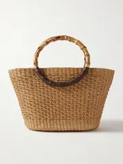 [SENSI STUDIO] SENSI STUDIO - Bamboo And Leather-trimmed Straw Tote - Tan - One size One size Brown