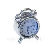 Dolls House Solid Metal Silver Effect Old Style Alarm Clock