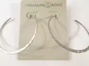 Treasure and Bond Women's Hammered Hoop Earrings NWT 29.99 Antique Silver