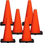 BOEN 18 in. Orange PVC Non-Reflective Traffic Safety Cone (6-Pack)