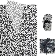 Hjvvr Leopard Print Wrapping Paper,30sheets Black and White Animal Print Tissue Paper,50x35cm Leopard Patterned Birthday Wrapping