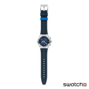 【SWATCH】金屬Chrono系列手錶ELECTRIC BLUE 沉穩藍 瑞士錶 錶 三眼 計時碼錶(43mm)