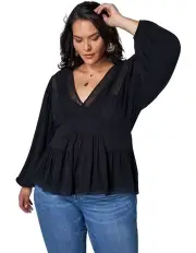[The Poetic Gypsy] Astral Passenger Lace Blouse in Black