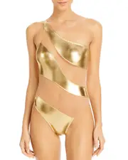 Norma Kamali Snake Metallic Mesh Swimsuit