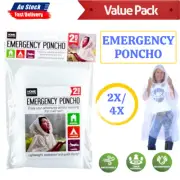 2X/4X Poncho Light Unisex Clear Waterproof Raincoat Hooded Rain Coat Adult