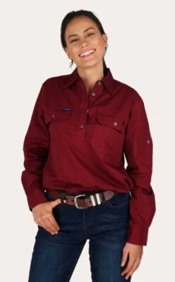 Ringers Western Pentecost River Women's Half Button Work Shirt Size 12 & 14 BNWT