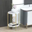 Modern Glam Round Side End Table White Marble Bedside Table Small Coffee Table