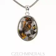 5.24g METEORITE PALLASITE pendant in sterling silver .925 25x18mm #OTH252