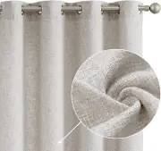 Thick Burlap Grommet Curtains - 84" Light Filtering Drapes for Farmhouse Style