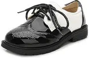 [MACHSWON] Boys Slip On Lace Up Shoes Toddler Little Kids School Uniform Shoes Flat Dress Shoes