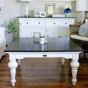 Provence Square Coffee Table - White with Dark Brown Top