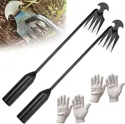 Foxyle Weeder, 2025 New Upgrade Foxyle Weed Puller, Garden Weed Pulling Tool, Uprooting Weeding Tool with 4 Teeth, Durable Portable & Easy Root Removal for Yard Farm and Garden (Black-S*2)