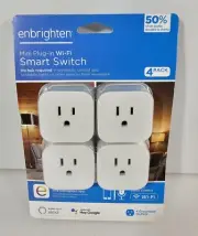 Enbrighten WiFi Micro Smart Plug, 4 Pack, White, Alexa, Hey Google, New Sealed
