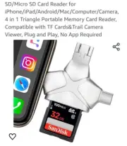 SD Micro SD Card Reader for Android Mac Computer Camera 4 in 1 Triangle Portable