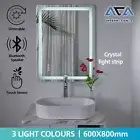 Touch LED Crystal Light Wall Vanity Bluetooth Anti-fog Makeup Mirror 800x600mm