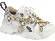 Gucci Womens Journey Flashtrek Jewel Crystal White Hiker Low Boot Sneaker 36