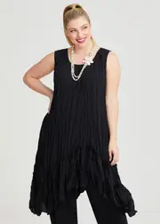 [TS] Taking Shape Plisse Tunic Dress Size 20 in Black - Plus Size Women's Clothing Black