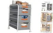 Clothes Drawer 4 Tier - Fabric Closet Drawer System Rolling, Portable Closet