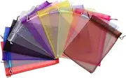 HOOTNEE 30pcs Sheer Organza Bags Drawstring 8x12in Small Wedding Favor Bags 15 Colors