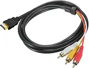 HDMI to 3 RCA Cable, 1080P 5ft/1.5m HDMI Male to 3-RCA Video Audio AV Lead Wire Connector Adapter Transmitter for TV HDTV DVD
