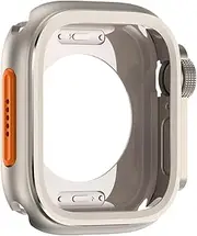 Aluminum Alloy Case for Apple Watch S10 46mm Screen Protector Cover Change to Ultra Bumper Case Full Cover for IWatch 46MM(Titanium)