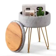Ottoman Footstools Round Velvet Footrest Stool with Storage Space Soft Vanity