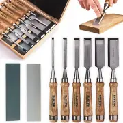 Wood Chisel Sets - Wood Carving Chisels with Premium Wooden Case - Includes 6...