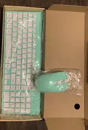 Wireless Keyboard And Mouse Light Green And White
