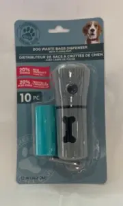 Dog Waste Poop Bag Dispenser (Gray) keychain with Flashlight and Waste bags