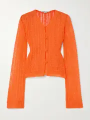 [Stella McCartney] Stella McCartney - + Net Sustain Open-knit Alpaca-blend Cardigan - Orange - large large Orange