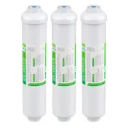 3 Pack Post Carbon Inline Water Filter Quick Connect 1/4" QC Fridge Ice-maker