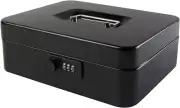 Cash Box with Combination Lock Safe Metal Money Box with Money Tray for Secur...