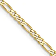 22 Inch 10K 2.2mm Flat Figaro Chain