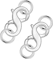 [Generic] Double Opening Lobster Clasps Closure, 2 Pcs 925 Silver Infinity Figure-Eight Neckalce Clasps with Jump Ring Connectors for Bracelet Anklet DIY Jewelry (Silvery)