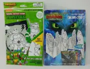 Lot Of 2 - Kids Coloring Activty Books/Boards - How To Train Your Dragon. & TMNT
