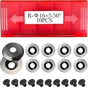 Ci0 16mm Round Carbide Inserts Cutters Knifes Indexable Replacement with Screws Fits For Full And Pro Size Popular DIY Wood Turning Finisher Hollower Tools Woodworking Lathe 10pcs
