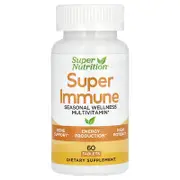 Super Nutrition, Super Immune, Immune-Strengthening Multivitamin with Glutathione, High-Potency Vitamins, Minerals and Herbs, 60 Tablets